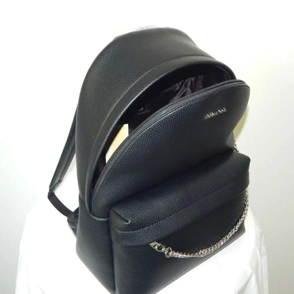 NWT Michael Kors SLATER MK Logo Laptop Compatible Chain Large Backpack Black
